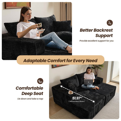 OVIOS 81" Boneless Sofa, Sleeper Couch, No Assembly Required