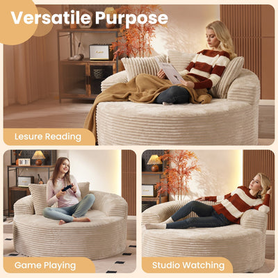 OVIOS 59" O-Shape Modular Couch, Plush Corduroy Fabric, No Assembly Required