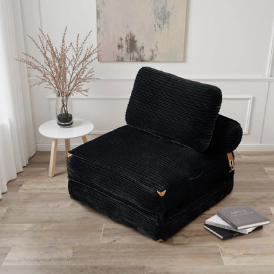 OVIOS Bean Bag Bed Folding Sofa Bed – Convertible Sleeper Chair with Pillow & Back Support