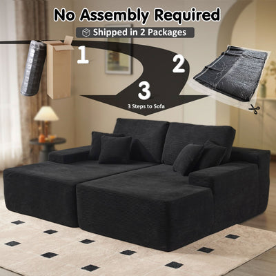 OVIOS 81.2" Cloud Plush Oversized Sectional with Double Chaise – Sofa Bed Comfort, No Assembly Required