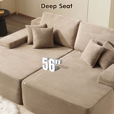 OVIOS 81.2" Cloud Plush Oversized Sectional with Double Chaise – Sofa Bed Comfort, No Assembly Required