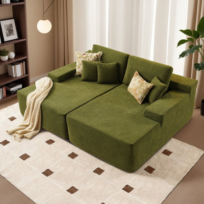 OVIOS 81.2" Cloud Plush Oversized Sectional with Double Chaise – Sofa Bed Comfort, No Assembly Required